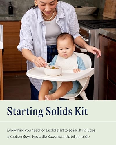 Lalo Starting Solids Kit, 4-Piece Non-Toxic Silicone Baby Feeding Set Oatmeal