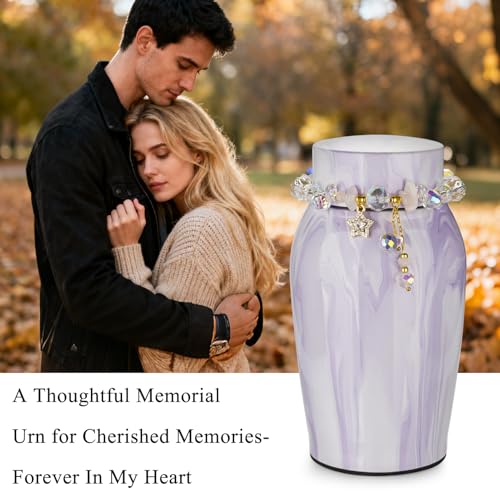 SOITIS Urns for Human Ashes, Mini Urn for Ash Male Female, Small Urns for Human Ashes Keepsake, Stainless Steel Memorial Cremation, Decorative Urn Funeral Urn - Purple Keepsake Holder