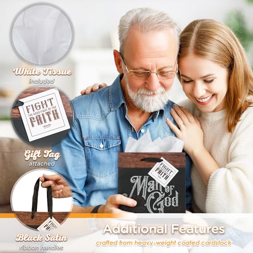 Christian Art Gifts Medium Gift Bag for Dad with Tissue Paper, Man of God Man of God/Black Medium Portrait