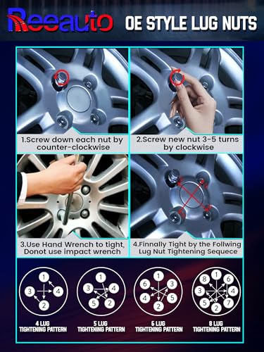 Reeauto M12 x 1.5 chrome wheel lock lug nuts set with 13/16-inch hex and 1.87-inch length