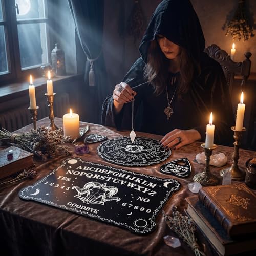 Threan Spirit Board Pendulum Dowsing Planchette Amethyst Set Ram Skull Style