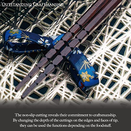 Japanese Natural Wooden Reusable Chopsticks 9.1 Inches 2 Pairs with Holders Gift Set for Couple in Box Made in Japan Japanese gifts For Ramen noodles