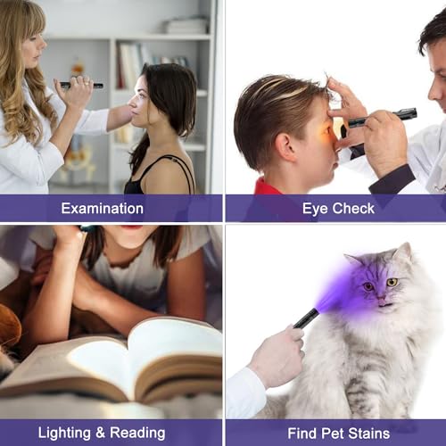 Diagnostic Light, Medical Pupil Light, Rechargeable USB, 3-Colour Light, Portable LED Pen Lamp with Pocket Clip for Nurses, Students, Doctors klein