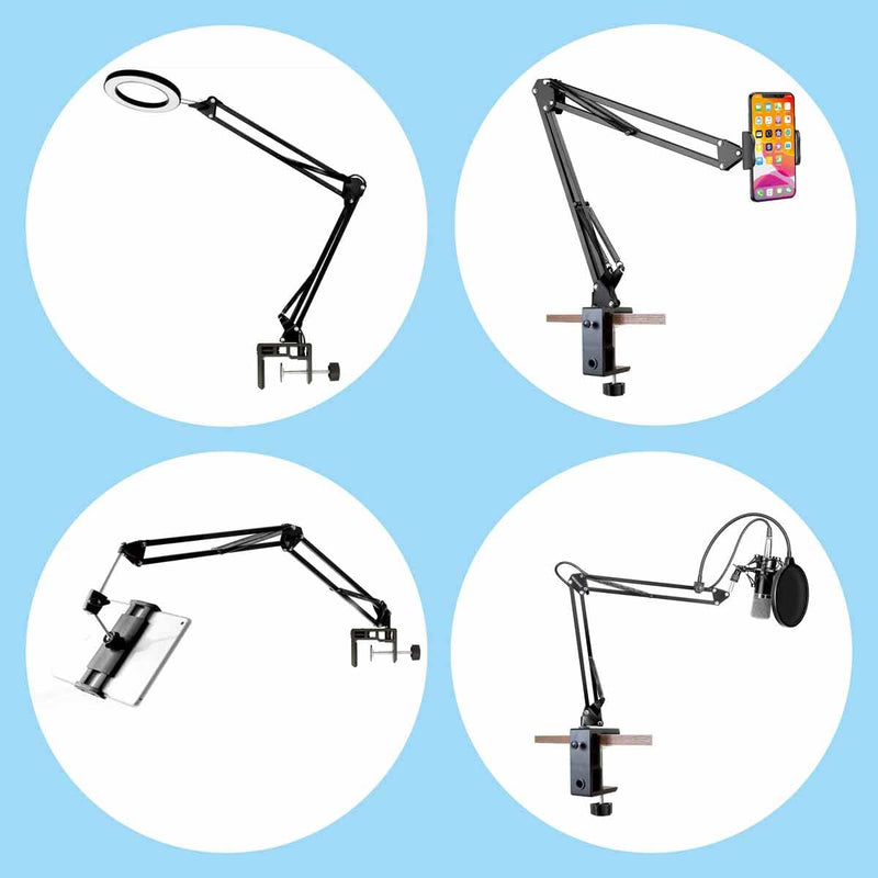 [Australia - AusPower] - Replacement Heavy Duty C Clamp for 1/2” and 5/8” Hole Base Magnifying Lamp,Desk Lamp,Swing Arm Lamp,Phone I pad Mount,Tablet Mic Holder,Table Mount Clamp for Microphone Stand Mic Boom Arm (G2 BLACK) G2 Black 
