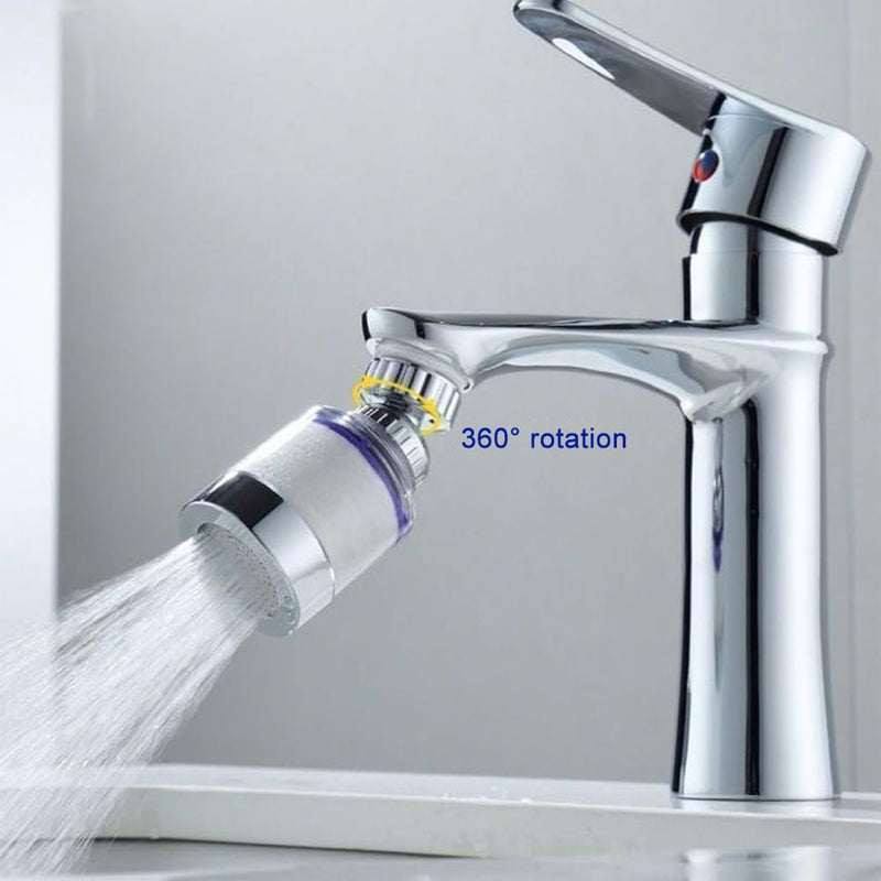 [Australia - AusPower] - SenaiMy Pack of 2 Water Filter Tap, Tap Filter, 360° Rotatable Tap Filter with 6 Pieces PP Cotton Filter Element, 360° Tap Descaler Attachment for Home, Kitchen, Bathroom, Sink 