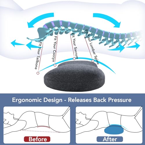 Hapiclody Lumbar Support Pillow for Sleeping Memory Foam Lumbar Pillow for Lower Back Pain Relief Back Support Pillow for Side,Back and Stomach Sleepers-Bed Wedge Bolster Pillow Bed Rest Pillow (Gray)