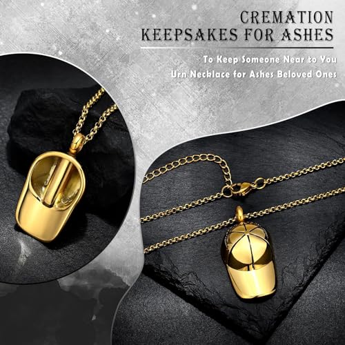 Hat Cremation Jewellry Baseball Cap Urn Necklace for Ashes for Human Ashes Memorial Urn Necklaces Keepsake Holder Gold