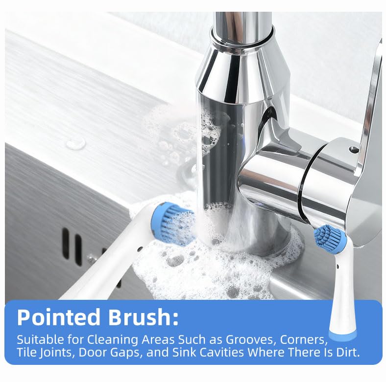 Electric Cleaning Brush 180 Days Battery Life,Cordless Electric Cleaning Brush with 3 Replaceable Brush Heads, Rechargeable Power Scrubber, IPX6 Waterproof for Bathroom, Tile & Kitchen