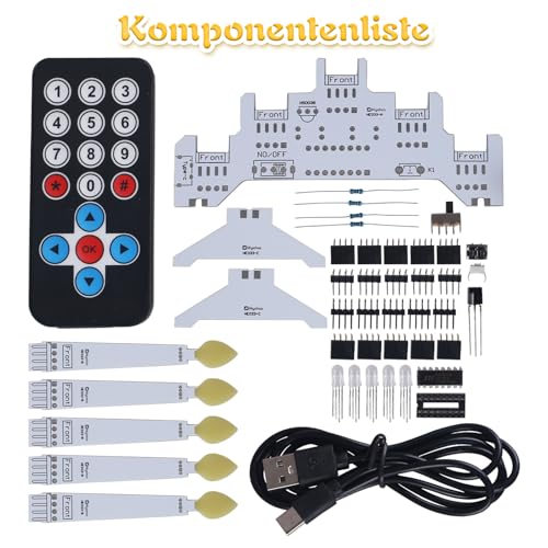 Christmas Soldering Kit, 5 LED Candles with Remote Control, 10 Light Modes & Brightness Adjustment, DIY Electronics Kit for Adults - Desk Decoration, Party Light, Electronics Learning Project
