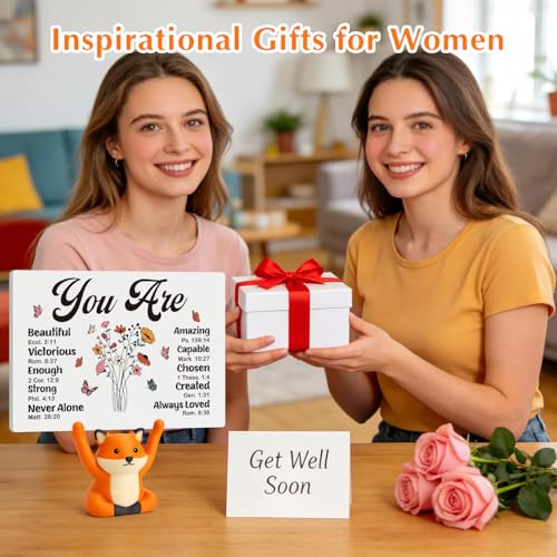 Christian Gifts for Women - Inspirational Bible Verse Fox Sign, Religious Spiritual Gifts for Mom Friend, Funny Office Desk Decor, Birthday Mother's Day Easter Basket Stuffer religious easter gifts for kids