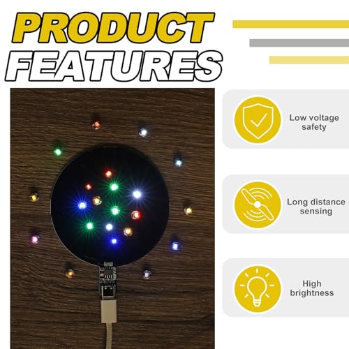 QUARKZMAN Pack of 10 Wireless Induction LED Lights Wireless Pink LED Lamps Inductive for Art Decoration Action Figures Handmade DIY 4.3 x 4.3 x 4.5 mm 4.3x4.3x4.5mm