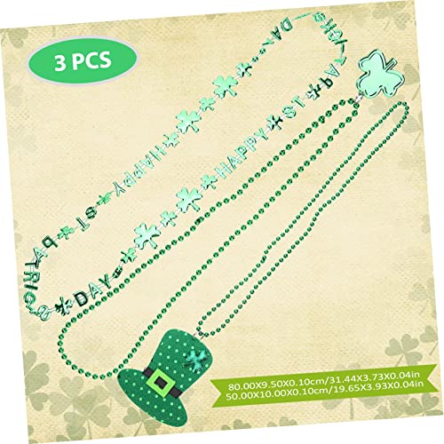 KOMBIUDA . Patricks Day Accessory Plastic Bead Necklace 4 Leaf Beaded Jewelry for Women
