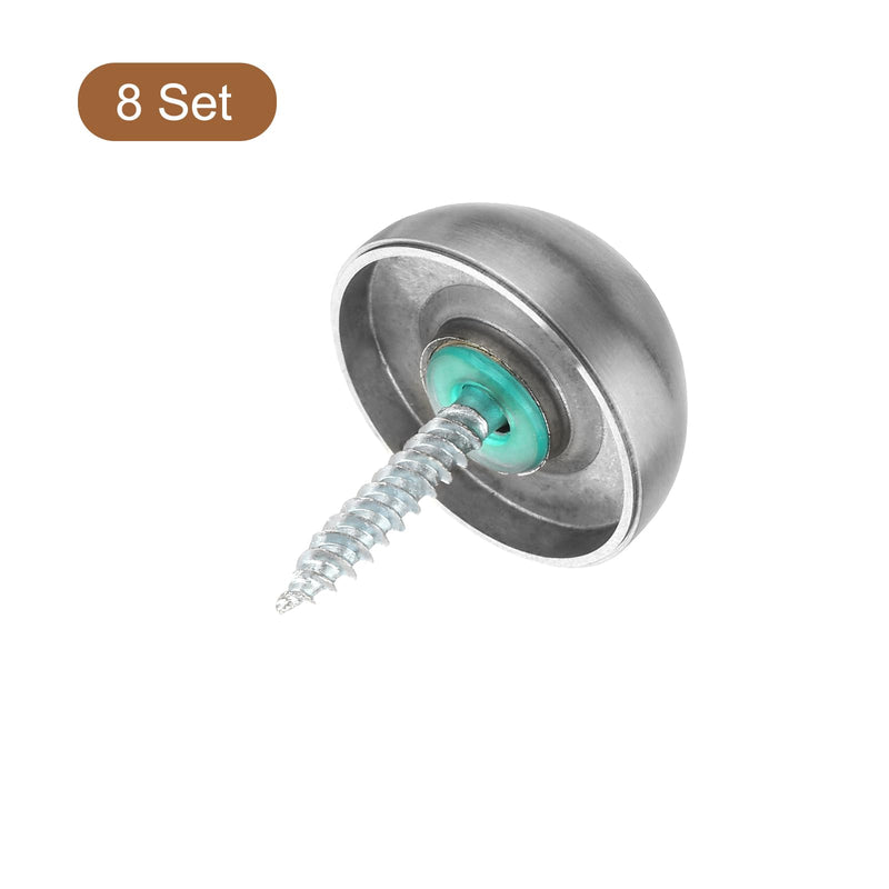 [Australia - AusPower] - uxcell 8 Set Mirror Screws with Caps, 25mm 304 Stainless Steel Decorative Cover Nails for Wall Mirror Mounting Sign Advertising Hardware, Silver 