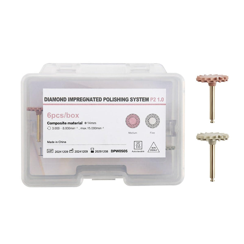 [Australia - AusPower] - Dental Composite Resin Polishing P2 Disc Polisher Wheels Diamond 2-Step Polishing System 14mm Wheel Kit Spiral P2 1.0 