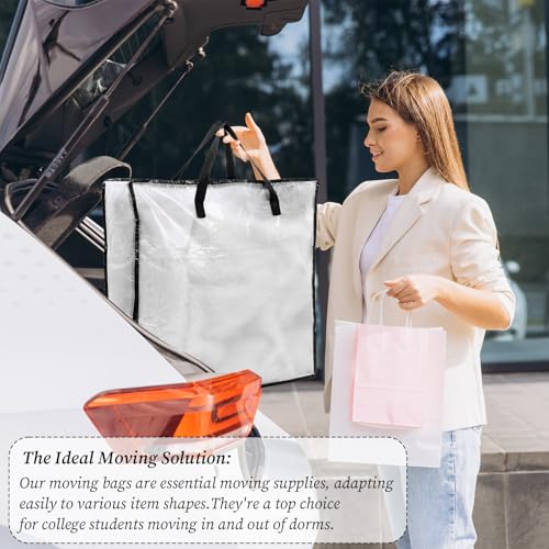 5 Pack Moving Bags, Wreath Storage Bag, Garland Container, Clear Storage Bags with Handles and Zippers Moving Bag for College Carrying, Bedding, Gift Organizer, Under the Bed Storages