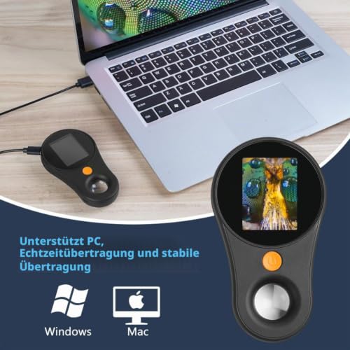 Mobile Phone Microscope, Mini Microscope, Portable, Outdoor, Black, 3 Levels Adjustable, LED Lights, USB Port to PC, Pocket Microscope for Microworld