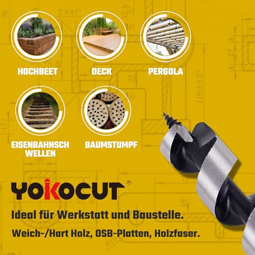 Auger Drill Bit 20 mm x 235 mm Wood Snake Drill Bit Long Wood Drill Bit Shape Lewis Wood Spiral Drill Bit with Hex Shank ∅ 20 mm