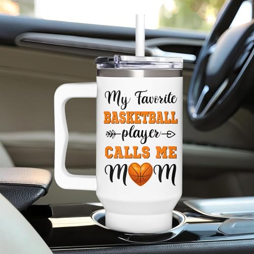 Mom Basketball Gifts for Women From Son, Daughter, Kids & Friends - Birthday & Christmas - 40oz Tumbler Basketball 1