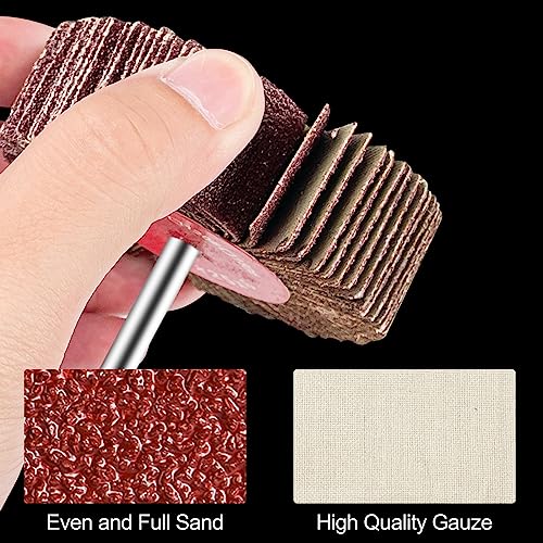Fousenuk Pack of 20 Flap Grinders with Shank, 10 Different Diameters | Flap grinder, polishing disc for drill and rotating tool, straight grinder for rust removal, polished