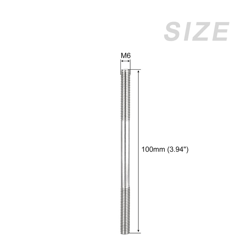 [Australia - AusPower] - Double Ended Stud Screws (M6 Thread 100mm Length) 5pcs, 304 Stainless Steel Dual Threaded Rod Bolts - for House Maintenance M6x100mm 