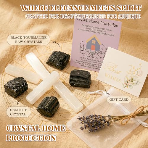 QINJIEJIE Protection Crystals Healing Stones Set 8 PCS Raw Crystal Crystal Home Protection