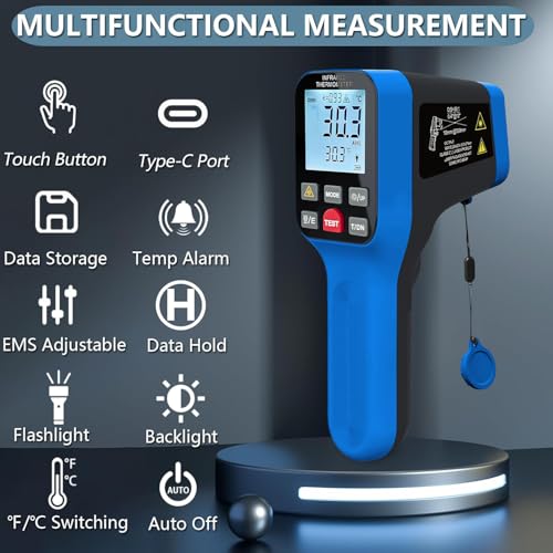 H HOLDPEAK non-contact infrared thermometer with laser, Bluetooth, and button display for industrial temperature measurement