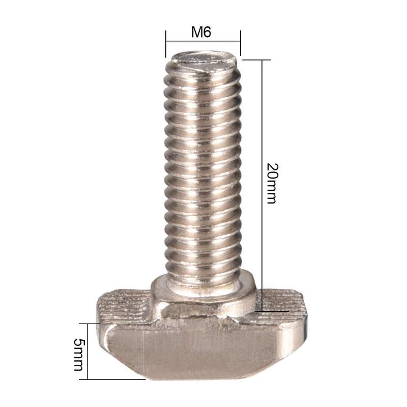 [Australia - AusPower] - uxcell M6x20mm T-Slot Drop-in Stud Sliding Screw Bolt Carbon Steel 8pcs for 30 Series European Standard Aluminum Profile 20mm 8 