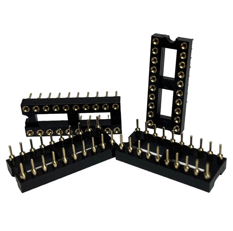 Gold-Plated 20 pcs DIP-20 pins IC Round Hole Socket Adaptor 2.54mm Pitch 7.6 Row Pitch 2 Row 20 Round Pins Soldering