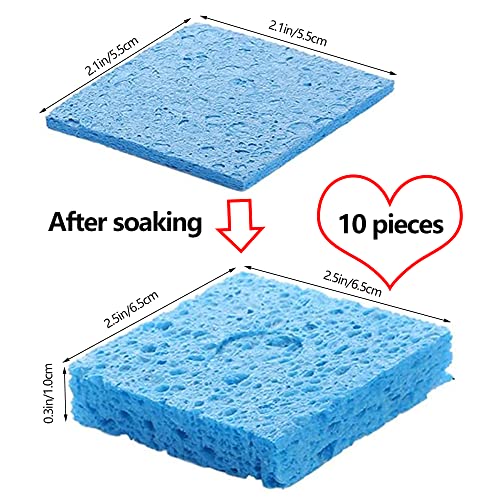 DHER Sponges Soldering Iron Clean Soldering Tips High Temperature Soldering Sponge Pack of 10 | Soldering Iron Cleaning Sponge Thickened 5.5 x 5.5 cm Square High Temperature Resistant Soldering Iron Head Cleaning Sponge