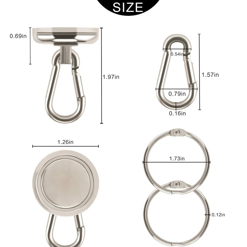 [Australia - AusPower] - Ant Mag - Carabiner Magnetic Hooks 80LBS Heavy Duty Neodymium Magnet Carabiner with Swivel Carabiner Snap Hook for Indoor/Outdoor Hanging Grill Kitchen Factory Warehouse Office (2Pack) 2 Pack 