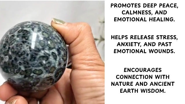 Jet Kambaba Jasper Crystal Sphere Ball 50-55 mm – Natural Healing Stone for Meditation, Reiki, Chakra Balancing, Energy Cleansing & Home Décor