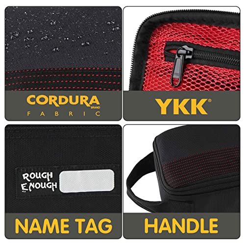 Rough Enough 12-inch small Cordura tool bag with red interior, RE ROUGH ENOUGH EDC pouch