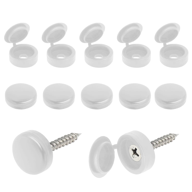 [Australia - AusPower] - 200 Pcs Hinged Screw Cover Caps, Plastic Screw Head Covers, White Screw Caps, Fold Screw Snap Covers Washer Flip Tops for Covering Screw Heads, Screw Protection (S) S 
