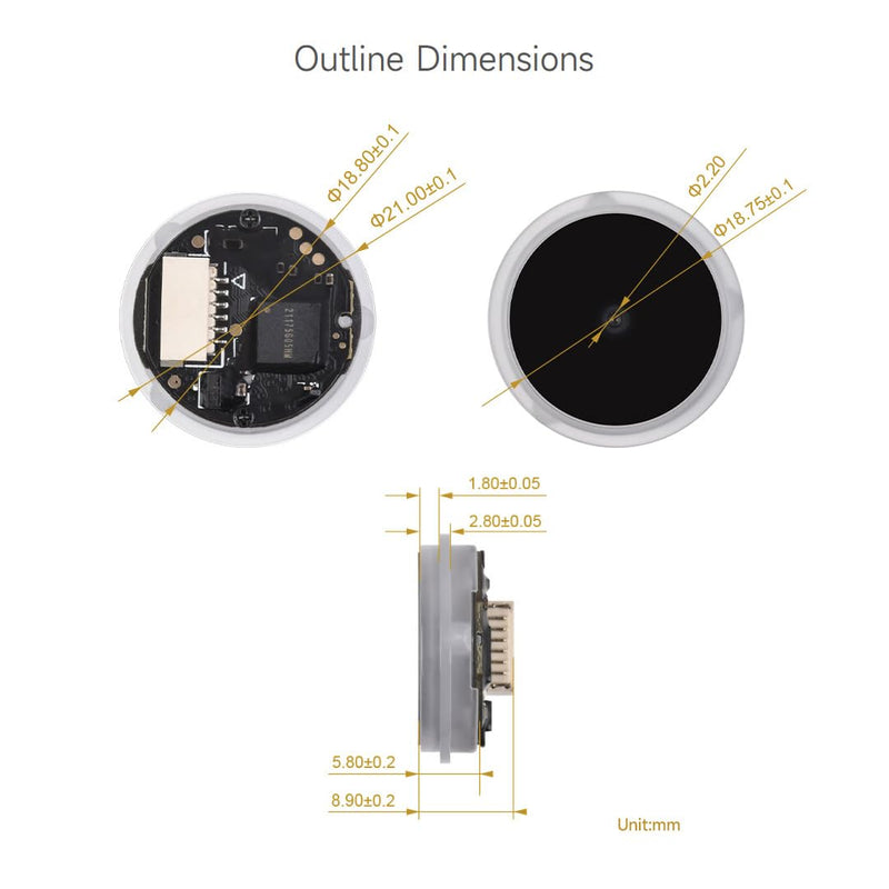 [Australia - AusPower] - Waveshare Round 2D Codes Scanner Module, Barcode/QR Code Reader, with LED Indicator, Small Size, Easy to Integrate 