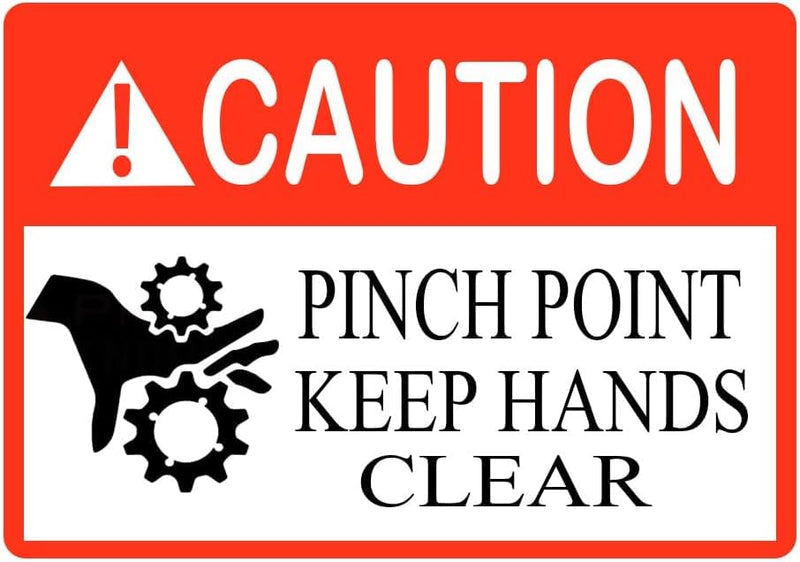 Caution Pinch Point Safety Labels Stickers, 3.5 ×5 Inch Adhesive Keep Hands Clear Labels Caution Danger Stickers for Machinery(10 Pcs)