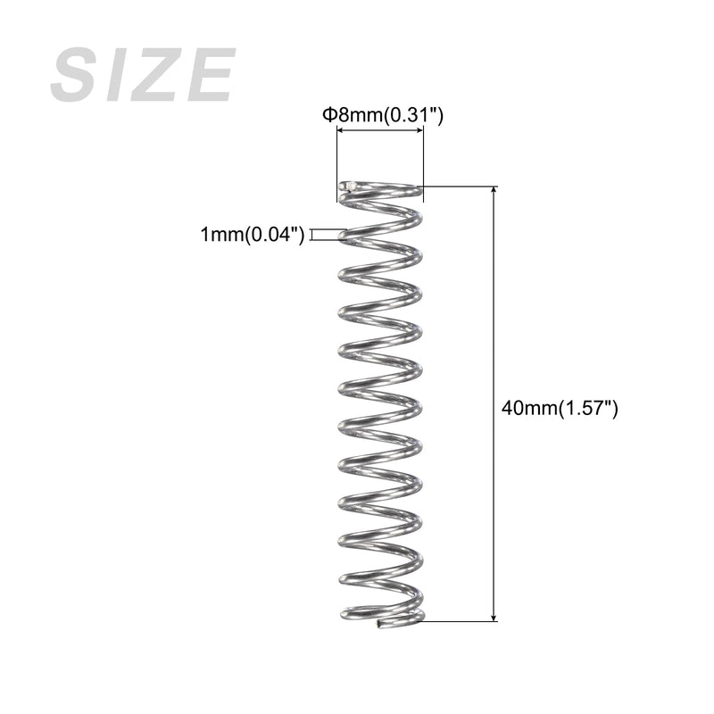 [Australia - AusPower] - Compression Springs (1x8mm OD,40mm Free Length) 10Pcs, 304 Stainless Steel Extension Spring - for Shop Home Repairs, DIY Projects, Silver Tone 1x8mmx40mm 