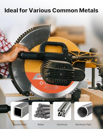 VEVOR Circular Saw Blade (254mm φ & 80 Sharp Teeth & 2.6mm Thickness) Ideal for Aluminum Cutting Compatible with Circular Saw, Alloy Steel Saw Blade with Noise Reducing Heat Extractors