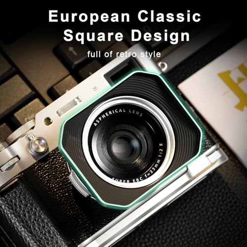 Haoge Square Metal Lens Hood for Fujifilm X100VI Fuji X100V X100F X100T X100S X70 Fuji Photo Camera Accessories Silver with 49mm Uv Filter Adapter Ring LH-X1006S