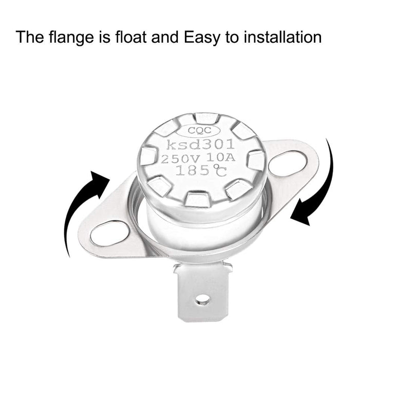 [Australia - AusPower] - uxcell KSD301 Thermostat 185°C/365°F 10A Normally Closed N.C Adjust Snap Disc Temperature Switch for Microwaves,Oven,Coffee Maker 2pcs,Ceramic Material 2 185 °C 