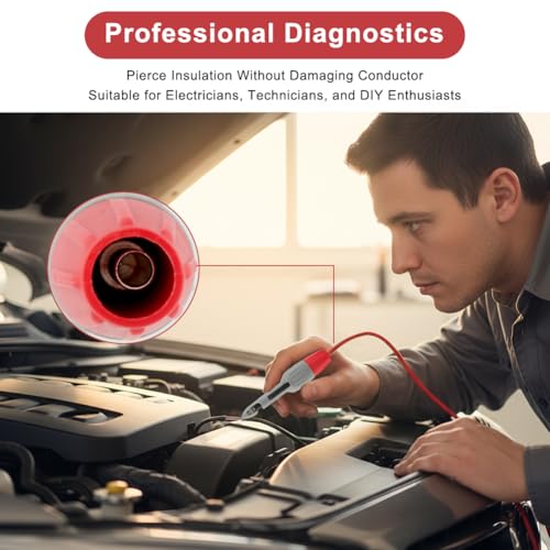 Wire Piercing Probe, Insulation Piercing Clip Set, Insulation Piercing Clip Tool for Multimeter, Voltage Voltmeter Thermometer Testing, Automobile Diagnosis, Electrical Circuit Troubleshoot (4 Pack)