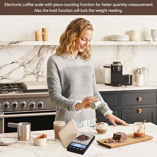Mini Coffee Scale with Timer,1000g X 0.1g Small Thin Travel Coffee Scale,Mini Digital Scale Grams and Ounces Small and Handy Barista Scale,Digital Pocket Scale, Mini Barista Coffee Weight Scale