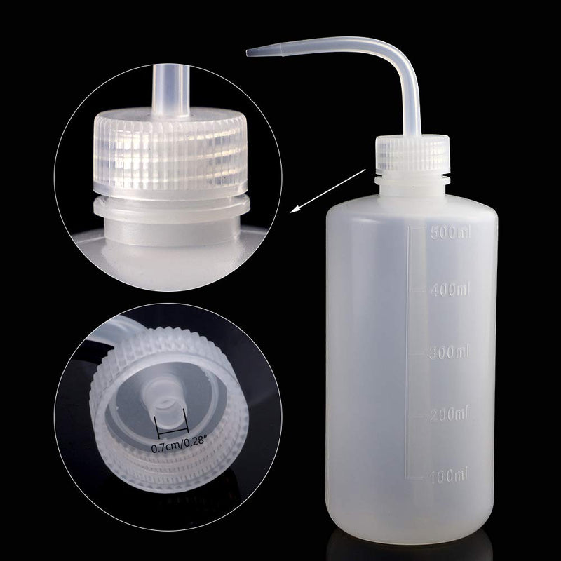 [Australia - AusPower] - DEPEPE 6pcs 500ml Plastic Safety Wash Bottles - Lab Squeeze LDPE Squirt Tattoo Bottle With Narrow Mouth and Scale Labels (17oz x 6) 
