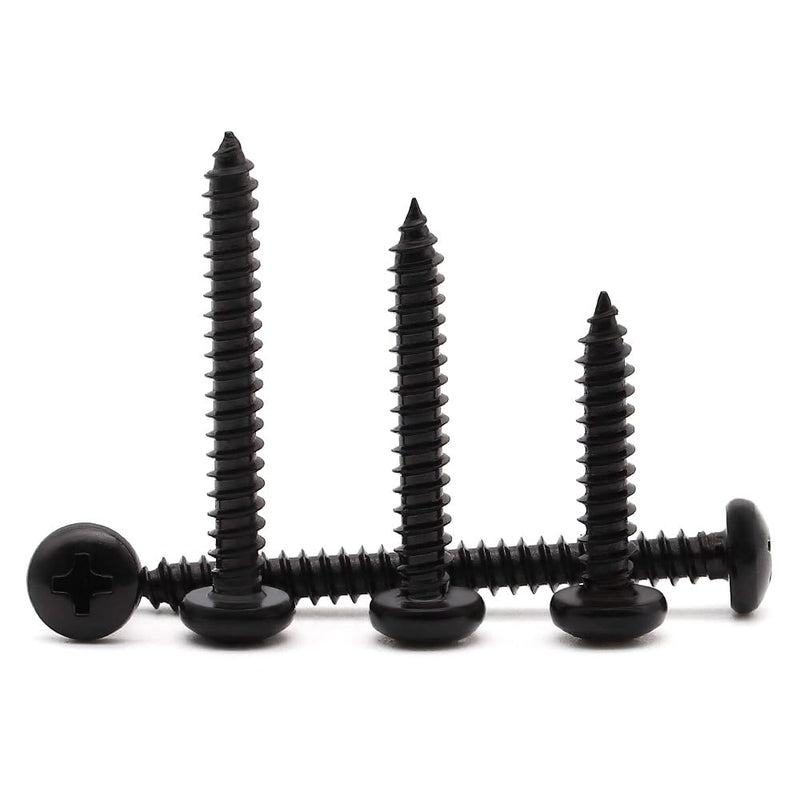 [Australia - AusPower] - #12 x 1/2" (50 Pack) Stainless Steel Phillips Pan Head Wood Screws, Stainless Steel 304 (18-8), Pan Head Sheet Metal Screws Self Tapping Screws, Black Coated #12 x 1/2" 50 