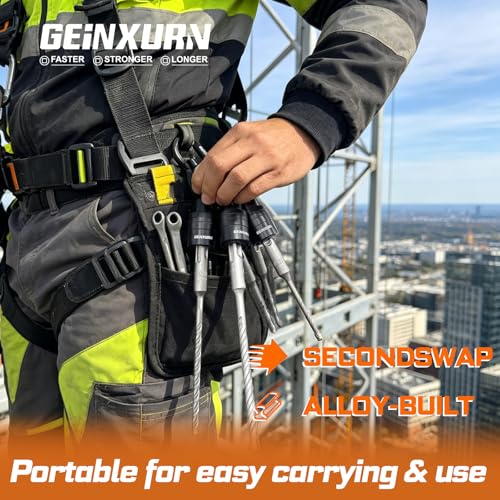Geinxurn 10Pcs SDS Shank Bit Holder Keychain Set, Heavy Duty Quick Release Drill Bit Storage Organizer with SDS Plus Rotary Hammer Drill Bits Set for Electricians, Construction Worker 10