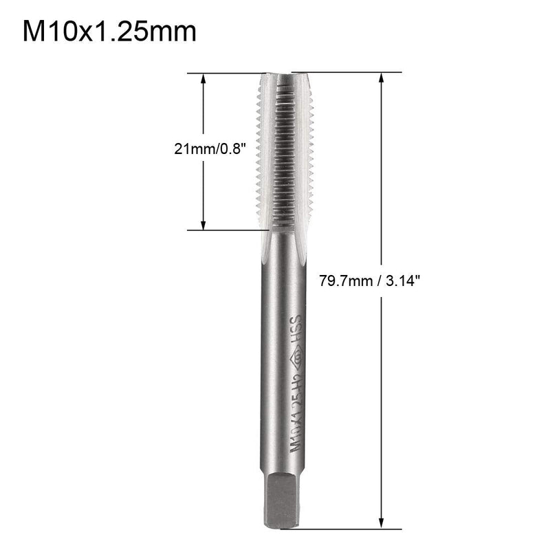 [Australia - AusPower] - uxcell Metric Machine Tap M10 x 1.25mm H2 High Speed Steel 3 Straight Flutes Screw Tapping Threading Machinist Repair DIY Tool 