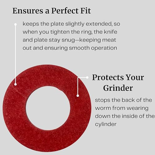 Cutlery Mania #32 black fiber flat washers for Hobart commercial meat grinder, 4-pack, 2-inch OD crescent