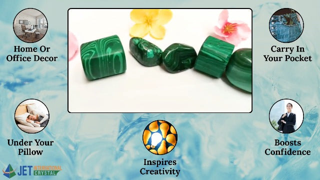 Jet Malachite Tumbled Stone 100gm – Natural Green Crystal for Home Décor, Collection, Gifting & Energy Ambience – Polished Healing Gemstone Chips for Display & Craft