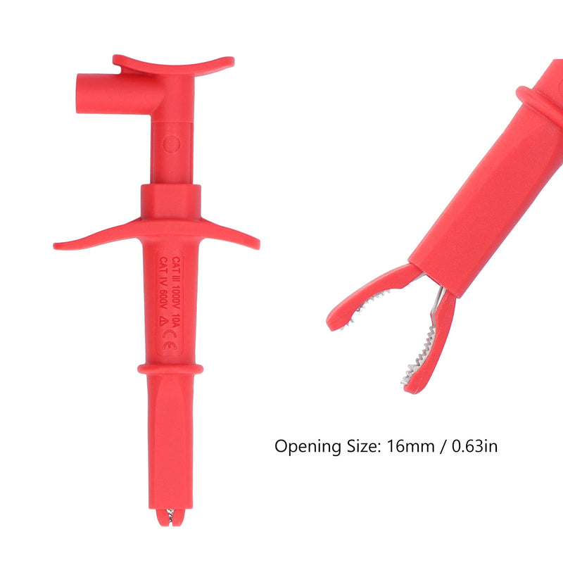 [Australia - AusPower] - Test Hook Clip, 1 Pair Test Hook Clip Crocodile Clamp Red Black Accessory Set Kit for Testing Electronic Components 