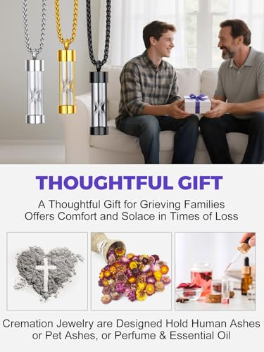 Richsteel Urn Necklaces for Ashes for Women Men Cremation Pendant 13-Gold Hourglass stainless steel - not personalized