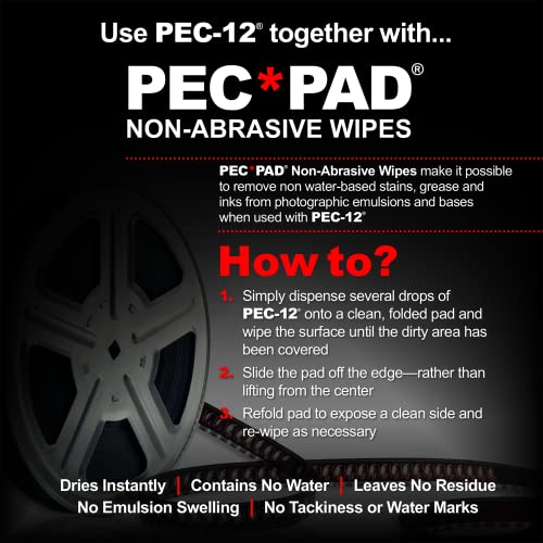 PEC-12 Photographic Emulsion Cleaner - Remove Non-Water Based Stains, Grease & Ink from Emulsions and Bases - for Cleaning 35mm Film, Photo Negative, B&W Slide with Dropper Tip (2oz) 2-Pack
